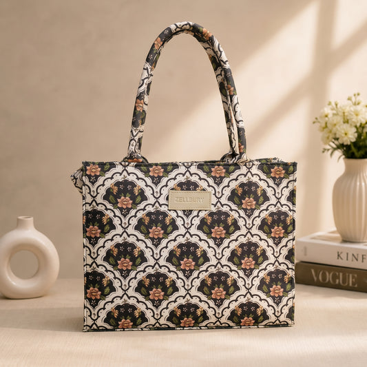 Zellbury Women’s Artisanal Printed Structured Shoulder Tote Handbag