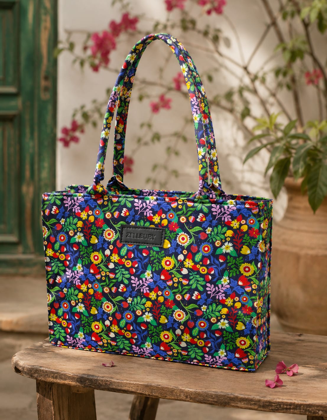 Zellbury Botanical Bloom Printed Tote Bag
