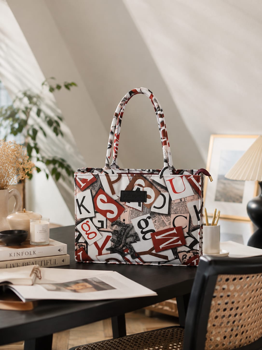 Zellbury Botanical Bloom Printed Tote Bag